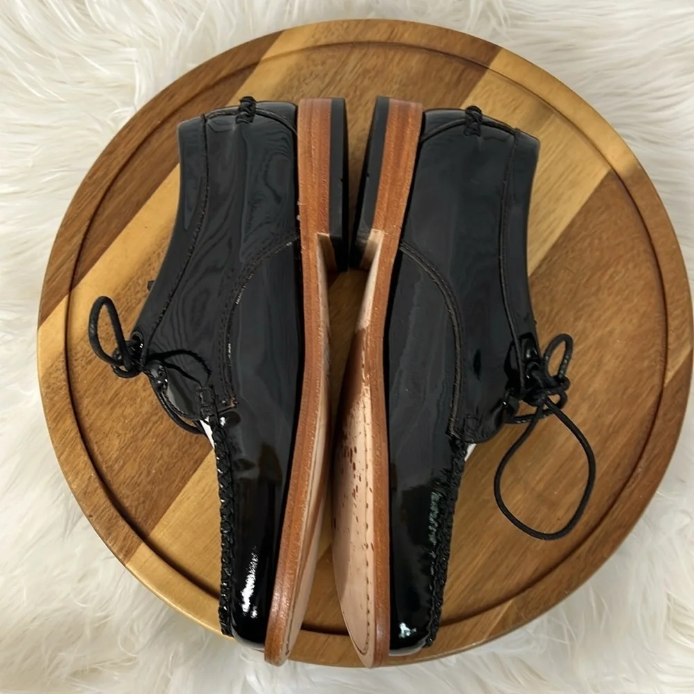 WEEJUNS l G.W. Bass & Co. The Winnie Black White Patent Leather Oxford Size 6 - Picture 6 of 12